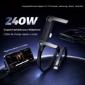 Câble de Chargement Ultra-Rapide 240W avec Support Intégré pour Téléphone